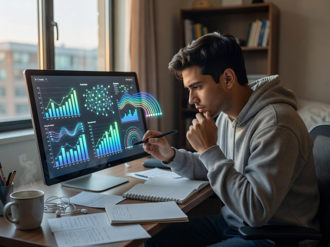 Student taking interactive AI exam preparation test
